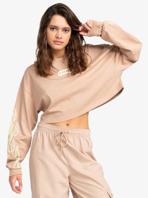 Tops Roxy Active Colección Cropped Oversized Long Sleeve | 184VOAFXI