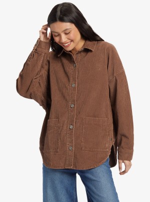 Tops Roxy Kick Back Washed Corduroy Long Sleeve | 624KZFXWT