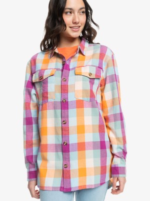 Tops Roxy Let It Go Flannel Long Sleeve | 341EARYXN