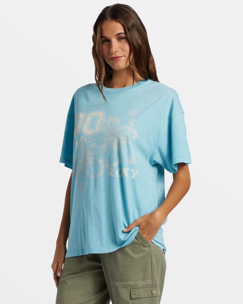 Camiseta Roxy Hibiscus Collegiate Oversized | 583UNPQVI