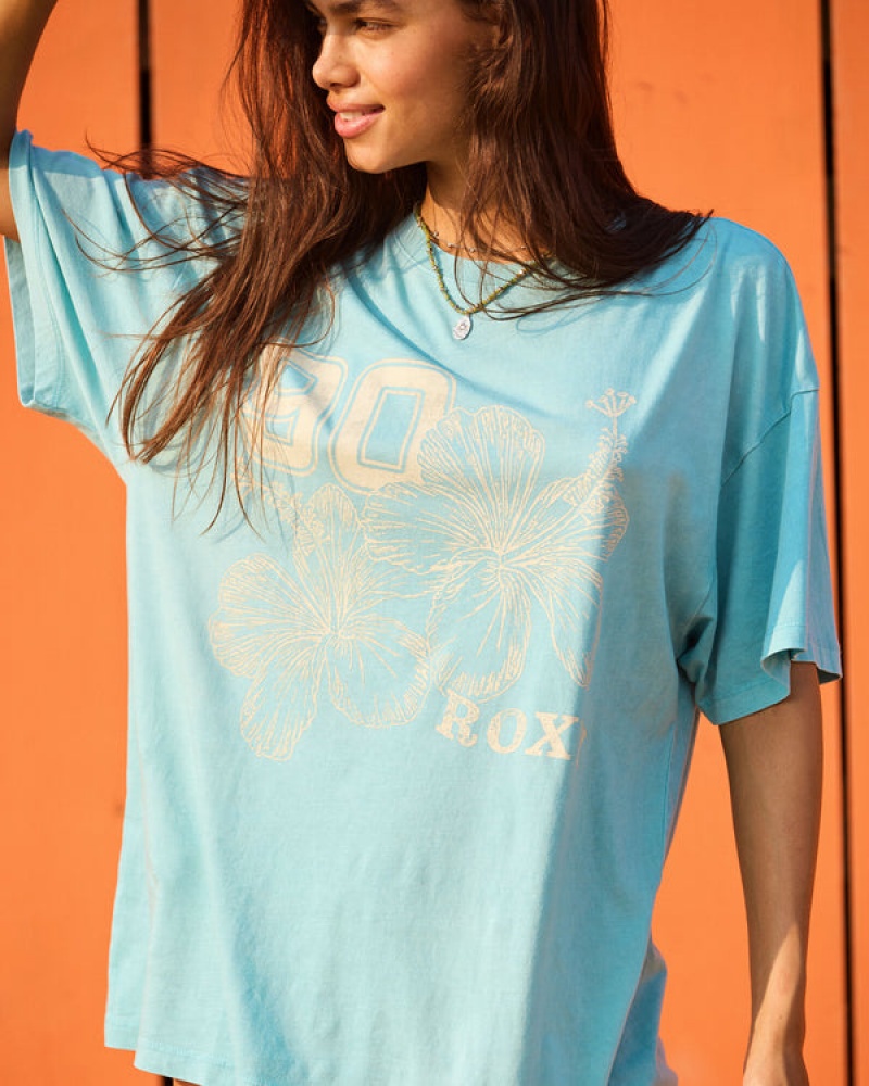 Camiseta Roxy Hibiscus Collegiate Oversized | 583UNPQVI