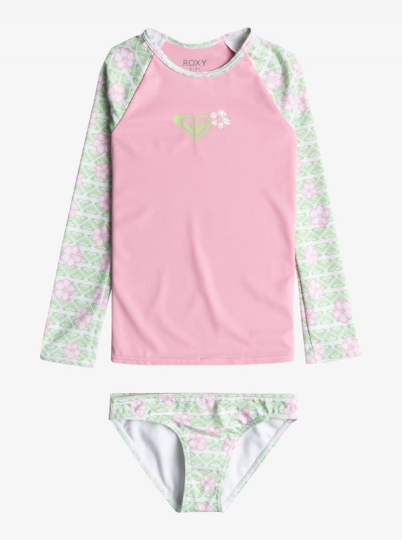 Ropa de Baño Roxy Hibiline Long-Sleeve Rashguard Set Niña | 503PMOQCY