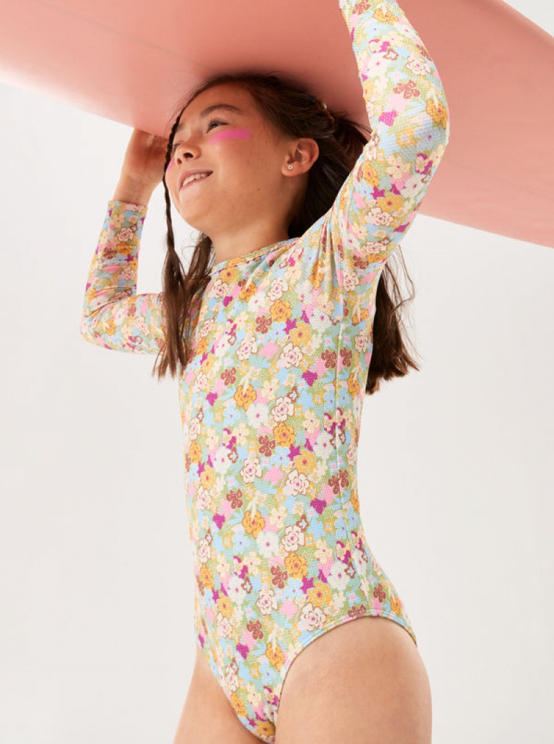 Ropa de Baño Roxy Nostalgic Seaside Long-Sleeve Niña | 614CMWQIJ