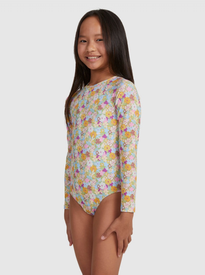 Ropa de Baño Roxy Nostalgic Seaside Long-Sleeve Niña | 614CMWQIJ