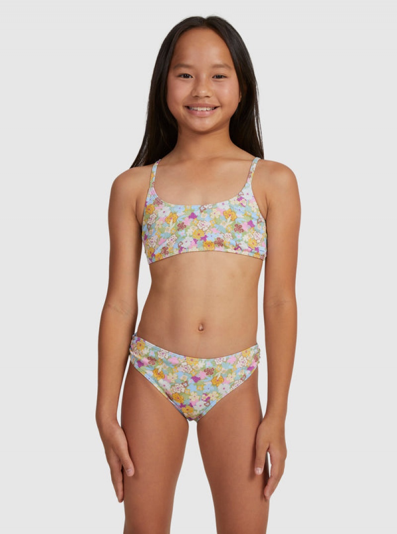 Ropa de Baño Roxy Nostalgic Seaside Two Piece Bralette Set Niña | 496SVIPBF