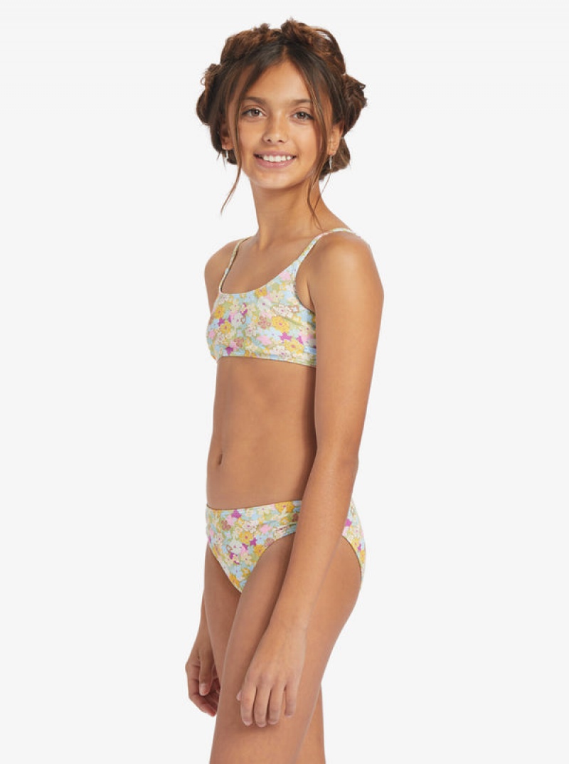 Ropa de Baño Roxy Nostalgic Seaside Two Piece Bralette Set Niña | 496SVIPBF