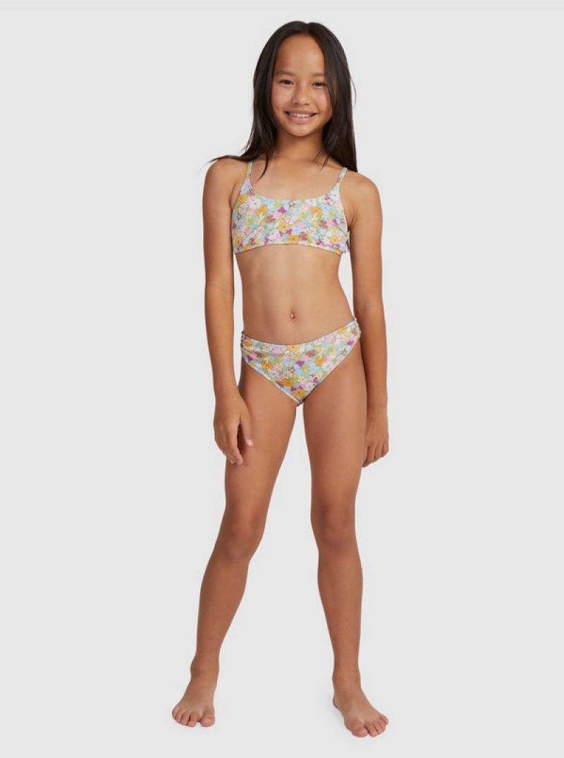 Ropa de Baño Roxy Nostalgic Seaside Two Piece Bralette Set Niña | 496SVIPBF