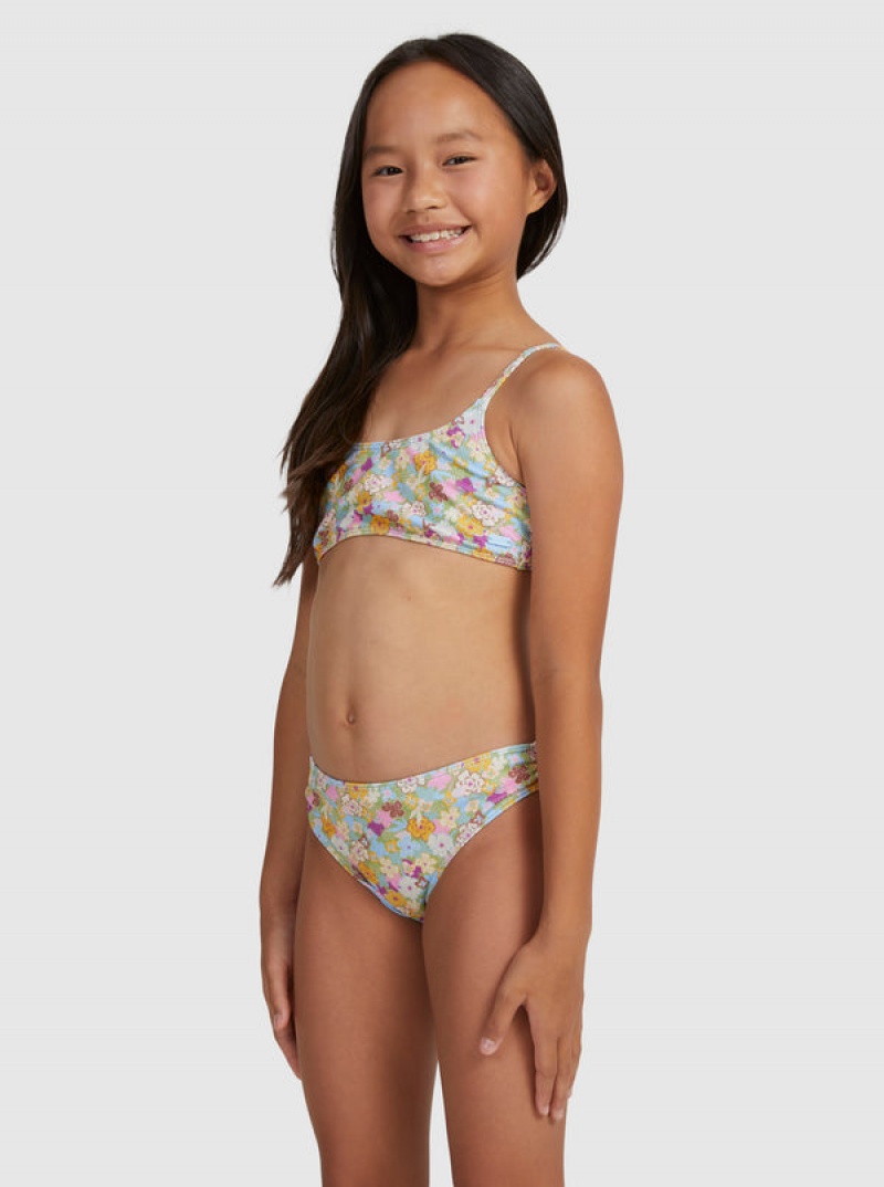 Ropa de Baño Roxy Nostalgic Seaside Two Piece Bralette Set Niña | 496SVIPBF