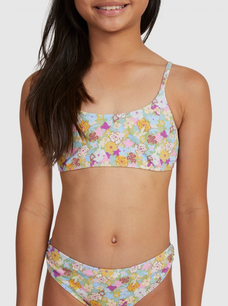 Ropa de Baño Roxy Nostalgic Seaside Two Piece Bralette Set Niña | 496SVIPBF