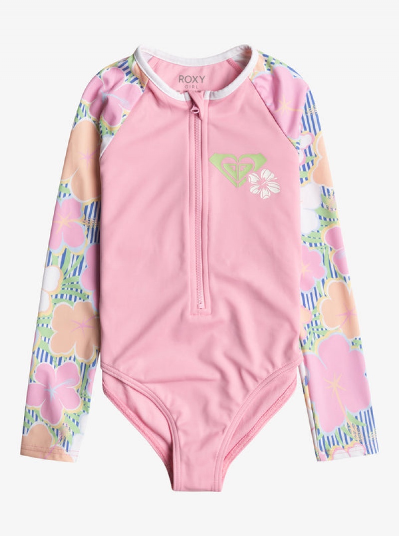 Ropa de Baño Roxy Tiny Flower Long-Sleeve Front-Zip Niña | 269MTQYSX