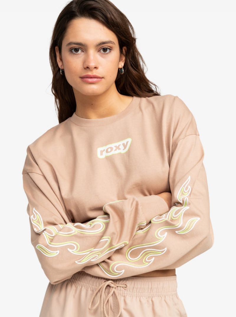 Tops Roxy Active Colección Cropped Oversized Long Sleeve | 184VOAFXI