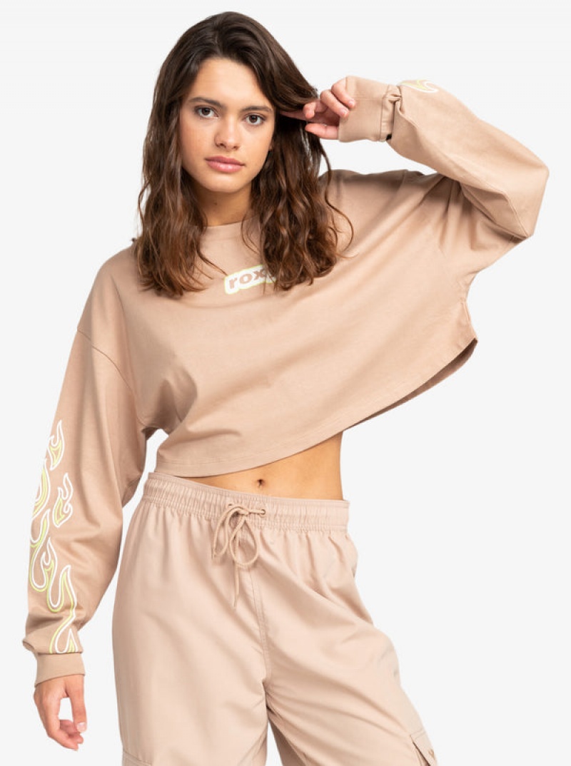 Tops Roxy Active Colección Cropped Oversized Long Sleeve | 184VOAFXI