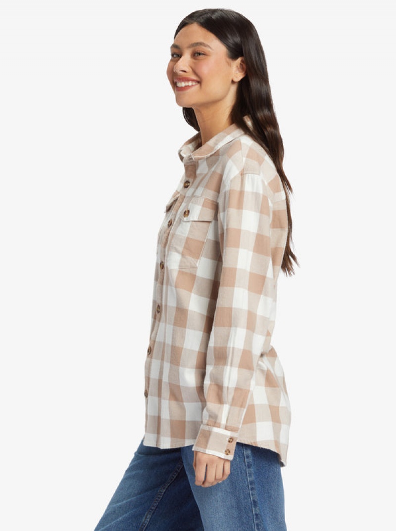 Tops Roxy Let It Go Long Sleeve Flannel | 251VMDGZU