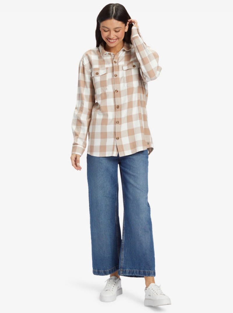 Tops Roxy Let It Go Long Sleeve Flannel | 251VMDGZU