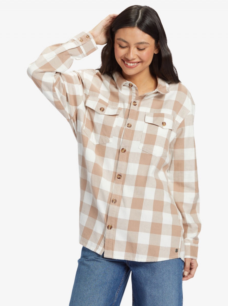 Tops Roxy Let It Go Long Sleeve Flannel | 251VMDGZU